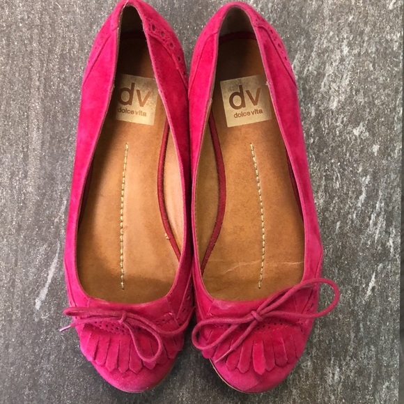 Dolce Vita Suede Fringe Loafers Fuchsia Pink 7 - Picture 2 of 9